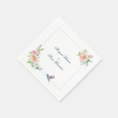 Watercolor Floral Hummingbird Seersucker Wedding Serviette (Ecke)