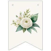 Watercolor Floral Initials and Wedding Date Custom Wimpelkette (Erste Fahne)