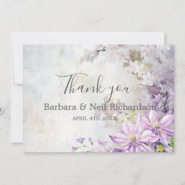 Watercolor Floral Lavender Wedding Vielen Dank Dankeskarte