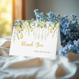 watercolor floral Lemon Bridal Shower Thank You  Dankeskarte