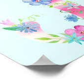 Watercolor Floral Letter J Poster (Ecke)