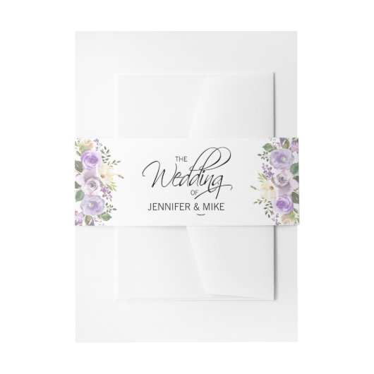 Watercolor Floral Lilac Lavender Wedding Einladungsbanderole (Vorderseite Beispiel)