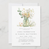 Watercolor Floral Mason Jar Wedding Einladung (Vorderseite)