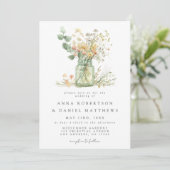 Watercolor Floral Mason Jar Wedding Einladung (Stehend Vorderseite)