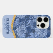Watercolor Floral Monogram Pattern - Blue on Blue Case-Mate iPhone Hülle (Rückseite (Horizontal))