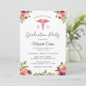 Watercolor Floral Nursing School Graduation Party Einladung (Stehend Vorderseite)