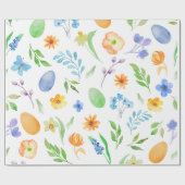 Watercolor Floral Oaster Wrapping Paper Geschenkpapier (Flach)