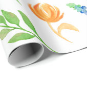 Watercolor Floral Oaster Wrapping Paper Geschenkpapier (Rolleneckpunkt)