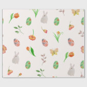 Watercolor Floral Oaster Wrapping Paper Geschenkpapier (Flach)