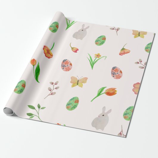 Watercolor Floral Oaster Wrapping Paper Geschenkpapier (Ungerollt)