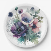 Watercolor floral  pappteller (Vorderseite)