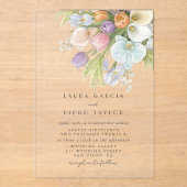 Watercolor Floral Pastel Wedding Acryleinladungen (Vorderseite)