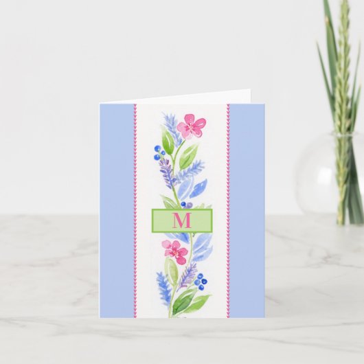 Watercolor Floral Pastels NAME INITIAL Karte (Vorderseite)