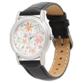 Watercolor Floral Pattern Armbanduhr (Schrägansicht)