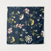 Watercolor floral pattern, delicate flower hand dr wandteppich (Vorderseite (Horizontal))