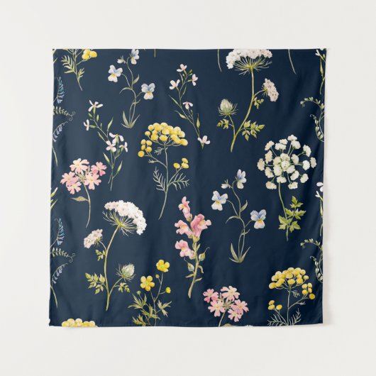 Watercolor floral pattern, delicate flower hand dr wandteppich (Vorderseite)