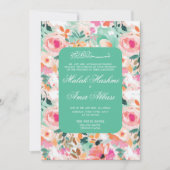 Watercolor Floral Pattern Islamische Hochzeit Einladung (Vorderseite)
