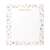 Watercolor Floral Pattern Pretty Personalized Notizblock (Vorderseite)