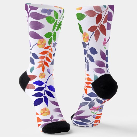 Watercolor Floral Pattern Socks Socken (Gewinkelt)