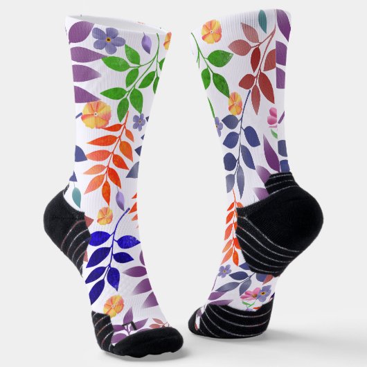 Watercolor Floral Pattern Socks Socken (Gewinkelt)