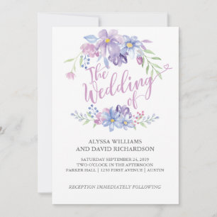 Watercolor Floral Peony Wreath   Hochzeitskarte Einladung