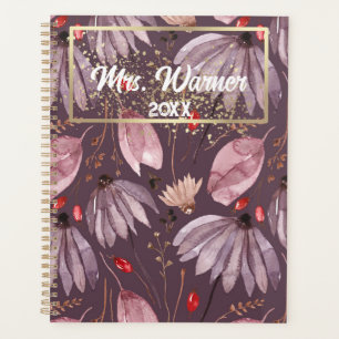 Watercolor Floral Personalisiert Teacher Gift Boho Planer
