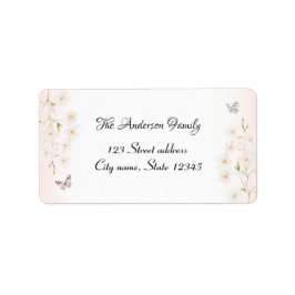 Watercolor Floral & Pink Gingham Mailing Adressaufkleber
