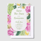 Watercolor Floral Pink Peonies Tulips Quinceañera Pergament Einladungen (Versetzt)