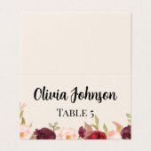 Watercolor Floral Place Card (Außenseite Aufgefaltet)