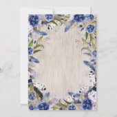 Watercolor Floral Russis Navy Engagement Party Einladung (Rückseite)