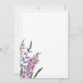Watercolor Floral Scottish Heather Wedding Einladung (Rückseite)
