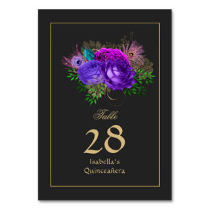 Watercolor Floral Spanischer Mardi Gras Quinceañer Tischnummer