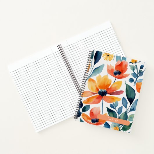 Watercolor Floral Spiral Bound Notebook Notizblock (Innenseite)