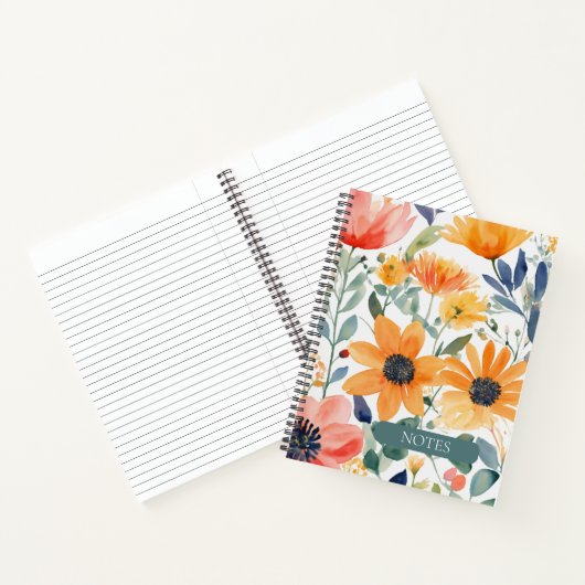 Watercolor Floral Spiral Bound Notebook Notizblock (Innenseite)