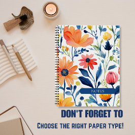 Watercolor Floral Spiral Bound Notebook Notizblock