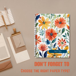 Watercolor Floral Spiral Bound Notebook Notizblock