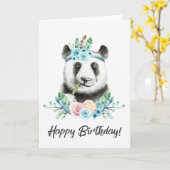 Watercolor Floral Spray Boho Panda Happy Birthday Karte (Gelbe Blume)