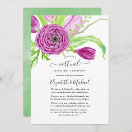 Watercolor Floral Spring Online Virtual Wedding Einladung