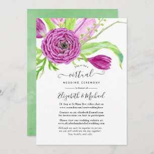 Watercolor Floral Spring Online Virtual Wedding Einladung