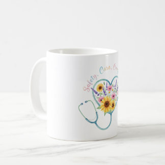 Watercolor Floral Stethoscope Heart Nurse Gift Kaffeetasse