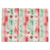 Watercolor Floral Striped Holiday Große Geschenktüte (Rückseite)