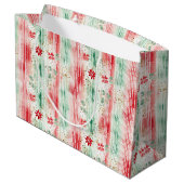 Watercolor Floral Striped Holiday Große Geschenktüte (Rückseite Schrägansicht)
