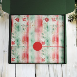 Watercolor Floral Striped Holiday Seidenpapier