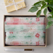 Watercolor Floral Striped Holiday Seidenpapier (Geschenk)