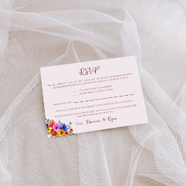 Watercolor Floral Summer Wedding RSVP Card