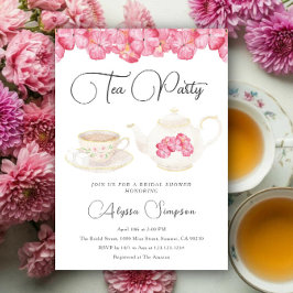 Watercolor Floral Tea Party Bridal Shower Einladung