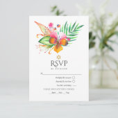 Watercolor Floral Tropical Summer Bat Mitzvah RSVP Karte (Stehend Vorderseite)