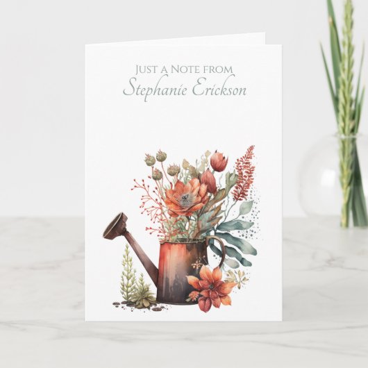 Watercolor Floral Watering Can, Rustic Botanical (Vorderseite)