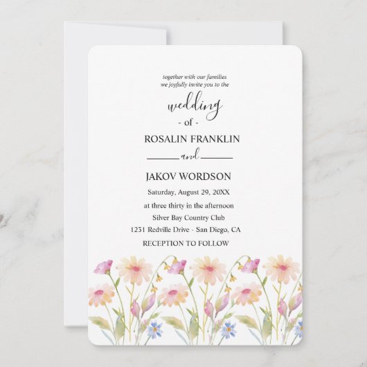 watercolor floral wedding  einladung (Vorderseite)