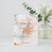 Watercolor Floral Wedding Invitation | Blush Peach Postkarte (Stehend Vorderseite)
